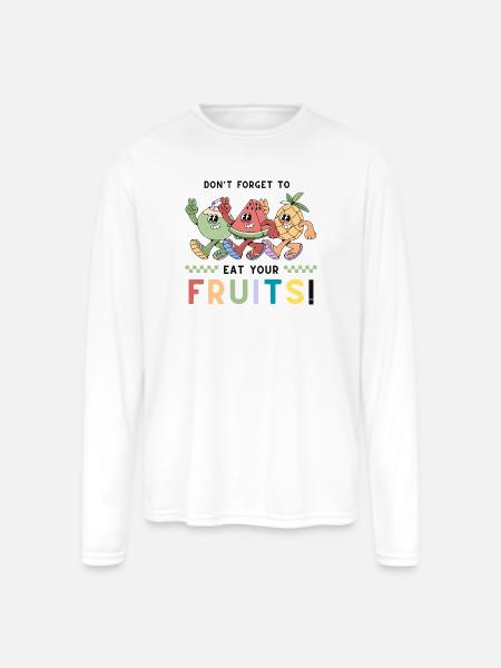 Playful Fruit - Men's Moisture Wicking Performance Long Sleeve T-Shirt - white