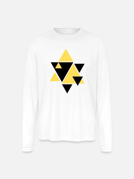 Geometric Golden Triangle Art - Men's Moisture Wicking Performance Long Sleeve T-Shirt - white