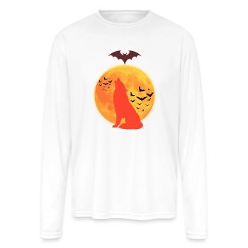 Wolf Howl  - Men's Moisture Wicking Performance Long Sleeve T-Shirt - white - Front