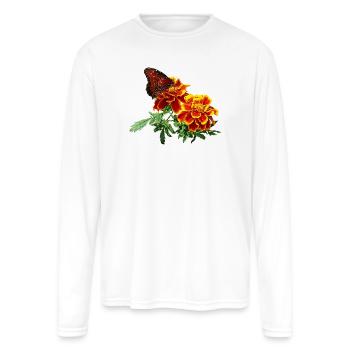 Queen Butterfly on Marigold - Men's Moisture Wicking Performance Long Sleeve T-Shirt - white - Front
