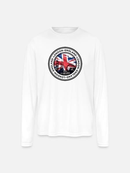 Union Jack London Skyline - Men's Moisture Wicking Performance Long Sleeve T-Shirt - white
