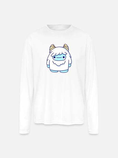 Cute Cryptid Yeti - Men's Moisture Wicking Performance Long Sleeve T-Shirt - white