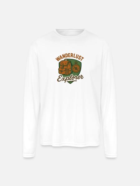 Wanderlust Explorer - Men's Moisture Wicking Performance Long Sleeve T-Shirt - white