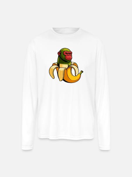 Chimpanzini Bananini Italian Brainrot Meme Art - Men's Moisture Wicking Performance Long Sleeve T-Shirt - white