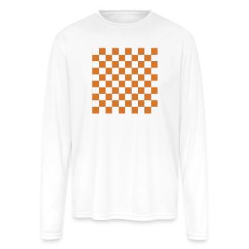 Rust Checker Mosaic - Men's Moisture Wicking Performance Long Sleeve T-Shirt - white - Front