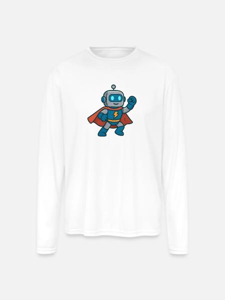 Robot Hero Lightning Cape - Men's Moisture Wicking Performance Long Sleeve T-Shirt - white