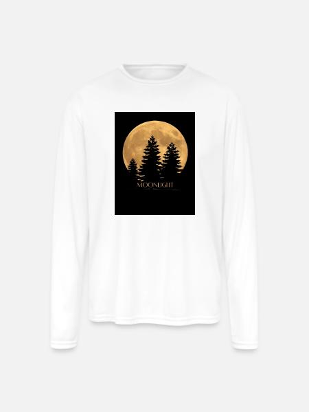 Moonlit Pines Silhouette - Men's Moisture Wicking Performance Long Sleeve T-Shirt - white