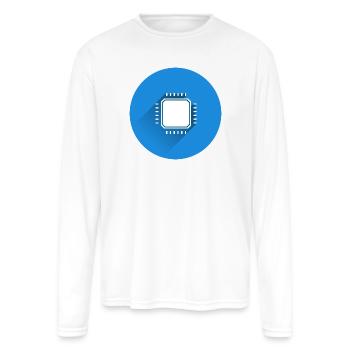 Blue Microchip Circuit Design - Men's Moisture Wicking Performance Long Sleeve T-Shirt - white - Front