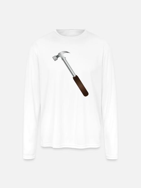 Hammer Carving: Rustic Tool Graphic - Men's Moisture Wicking Performance Long Sleeve T-Shirt - white