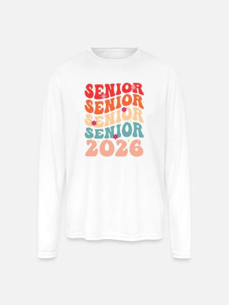 Senior Class 2026 Floral Rainbow - Men's Moisture Wicking Performance Long Sleeve T-Shirt - white
