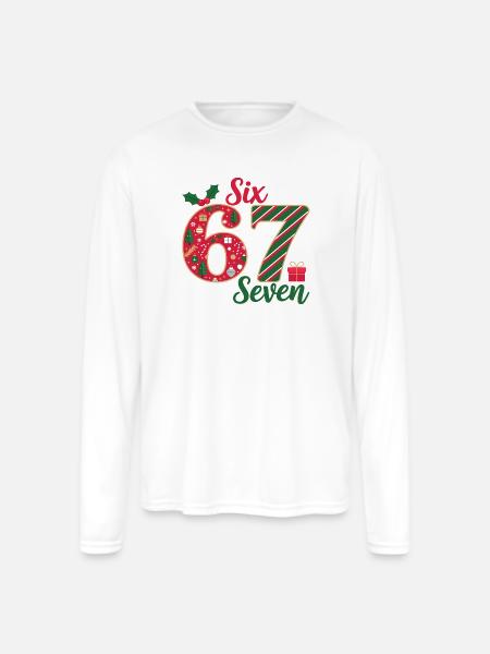 Six Seven Christmas Countdown - Men's Moisture Wicking Performance Long Sleeve T-Shirt - white