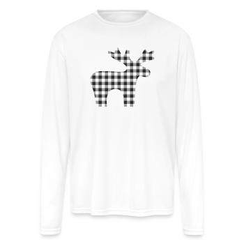 Checker Moose Silhouette - Men's Moisture Wicking Performance Long Sleeve T-Shirt - white - Front