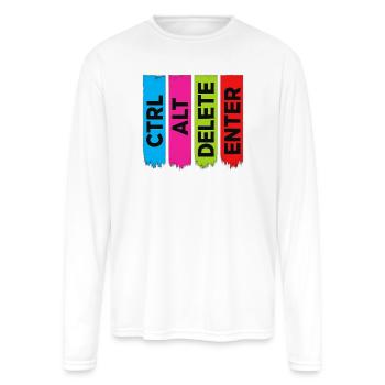 Tech Humor Design – Restart Your Life in Color - Men's Moisture Wicking Performance Long Sleeve T-Shirt - white - Front