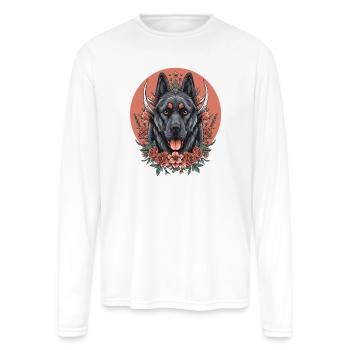 Floral Wolfdog Circle - Men's Moisture Wicking Performance Long Sleeve T-Shirt - white - Front