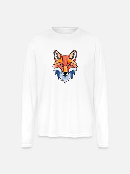 Polygon Fox - Men's Moisture Wicking Performance Long Sleeve T-Shirt - white