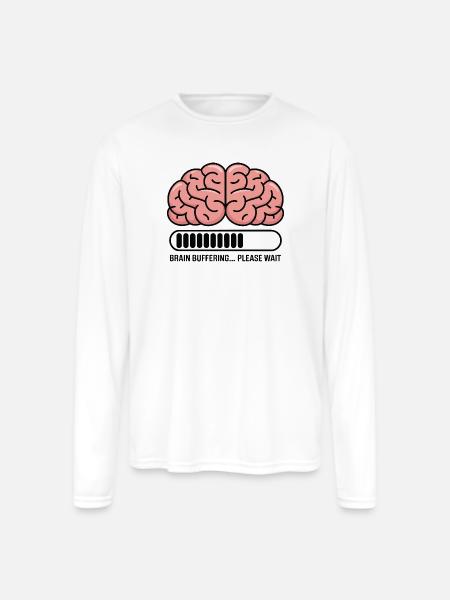 Brain Buffering Loading Graphic - Men's Moisture Wicking Performance Long Sleeve T-Shirt - white