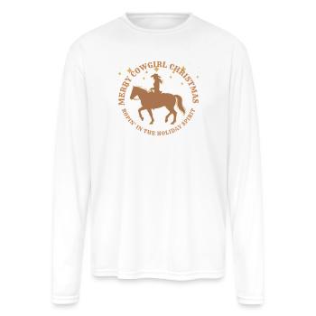 Cowgirl Christmas  - Men's Moisture Wicking Performance Long Sleeve T-Shirt - white - Front