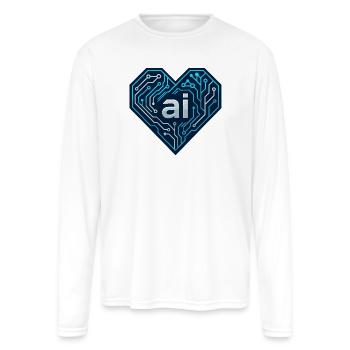 Circuit Heart AI Tee - Men's Moisture Wicking Performance Long Sleeve T-Shirt - white - Front