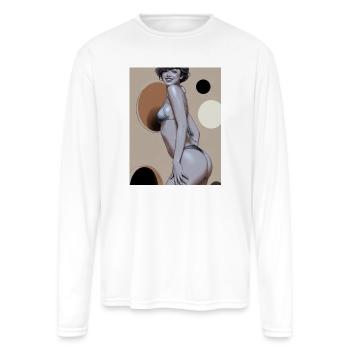 Retro Pinup Circle Print - Men's Moisture Wicking Performance Long Sleeve T-Shirt - white - Front