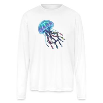 Neon Brainwire Circuit - Men's Moisture Wicking Performance Long Sleeve T-Shirt - white - Front