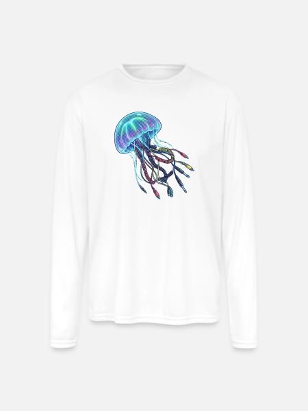 Neon Brainwire Circuit - Men's Moisture Wicking Performance Long Sleeve T-Shirt - white