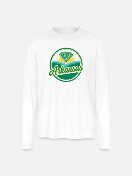 Arkansas Diamond Sunrise Emblem - Men's Moisture Wicking Performance Long Sleeve T-Shirt - white