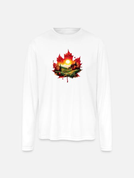 Autumn Maple Landscape - Men's Moisture Wicking Performance Long Sleeve T-Shirt - white