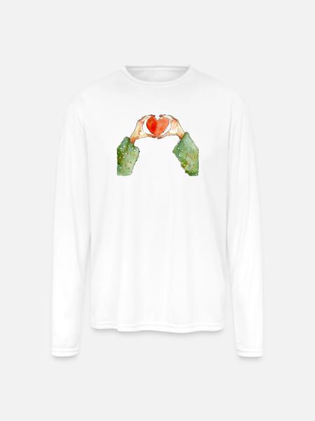 Hands Heart - Men's Moisture Wicking Performance Long Sleeve T-Shirt - white