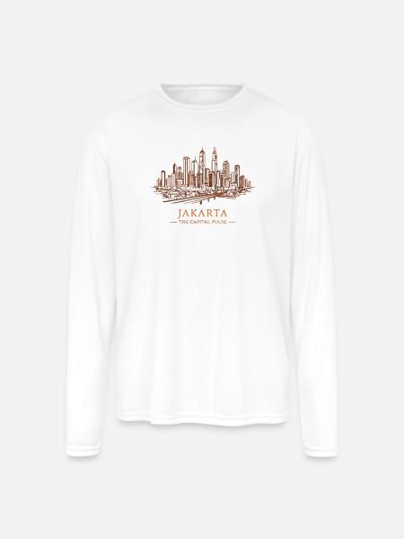 Jakarta Pulse City Skyline - Men's Moisture Wicking Performance Long Sleeve T-Shirt - white