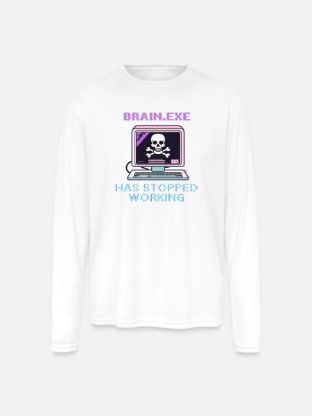 Neon Retro Skull Computer - Men's Moisture Wicking Performance Long Sleeve T-Shirt - white