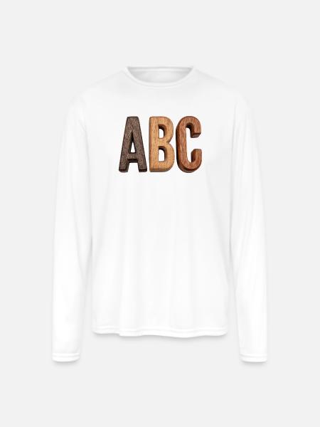 Rustic Wood ABC Letters - Men's Moisture Wicking Performance Long Sleeve T-Shirt - white