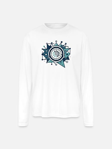 Circuit Starburst Emblem - Men's Moisture Wicking Performance Long Sleeve T-Shirt - white