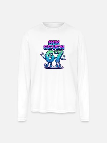 Six Seven 6 7 - Men's Moisture Wicking Performance Long Sleeve T-Shirt - white