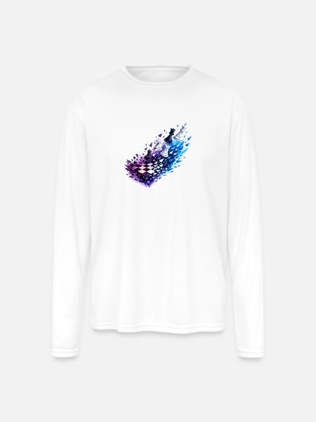 Chromatic Chess Glyph Burst - Men's Moisture Wicking Performance Long Sleeve T-Shirt - white