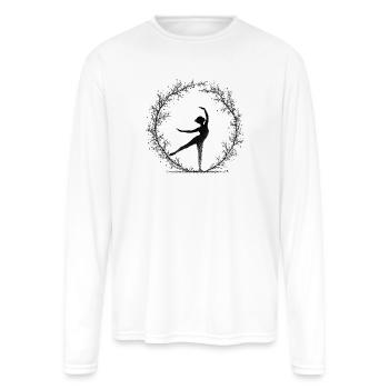 Ballet Silhouette in Floral Circle - Men's Moisture Wicking Performance Long Sleeve T-Shirt - white - Front