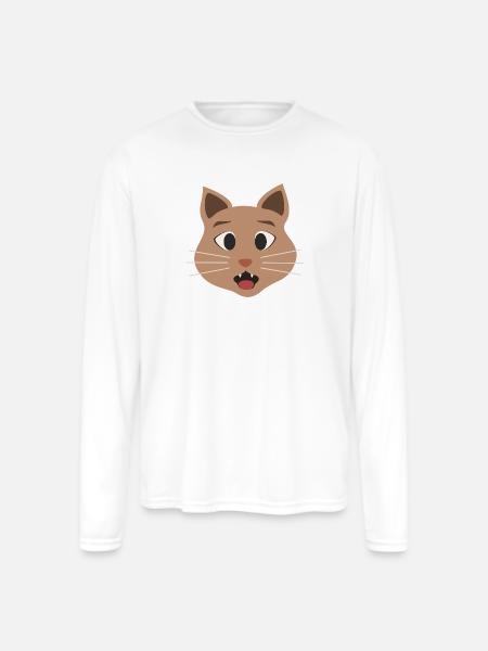 Surprised cat - Men's Moisture Wicking Performance Long Sleeve T-Shirt - white