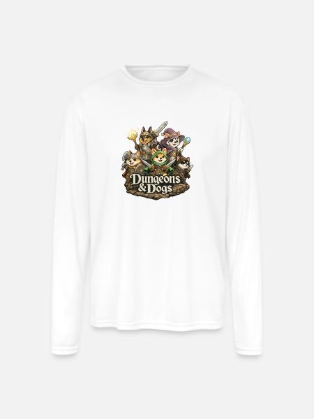 Dungeons & Dogs - Men's Moisture Wicking Performance Long Sleeve T-Shirt - white