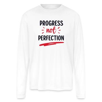 Progress Not Perfection Typography - Men's Moisture Wicking Performance Long Sleeve T-Shirt - white - Front
