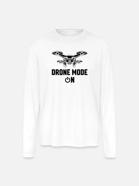 Drone Mode: On - Men's Moisture Wicking Performance Long Sleeve T-Shirt - white