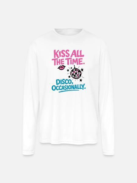 Kiss all the time - Men's Moisture Wicking Performance Long Sleeve T-Shirt - white