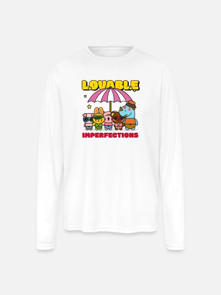 Lovable Hyperfections Umbrella Crew - Men's Moisture Wicking Performance Long Sleeve T-Shirt - white