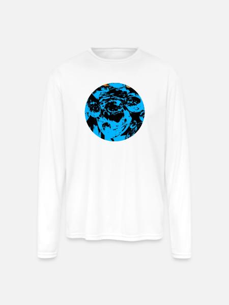 Blue Echo Faces - Men's Moisture Wicking Performance Long Sleeve T-Shirt - white