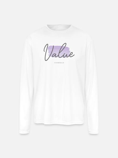 Value Yourself - Men's Moisture Wicking Performance Long Sleeve T-Shirt - white