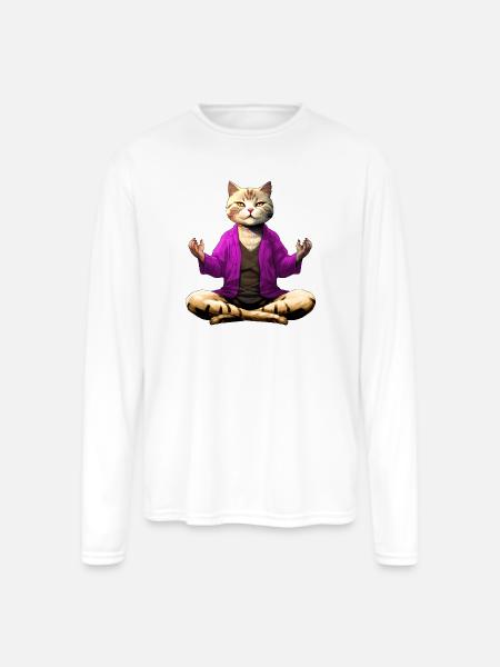 Yogi the Cat - Men's Moisture Wicking Performance Long Sleeve T-Shirt - white