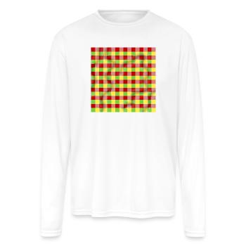 Colorful Wavy Checkered Pattern - Men's Moisture Wicking Performance Long Sleeve T-Shirt - white - Front