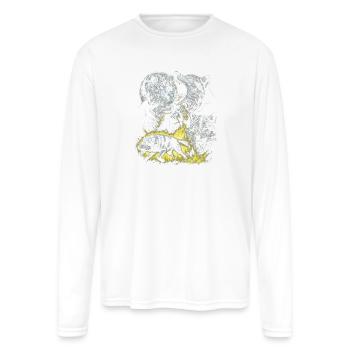 Howling Wolf Pack Retro Wolf Vintage 90s Style - Men's Moisture Wicking Performance Long Sleeve T-Shirt - white - Front