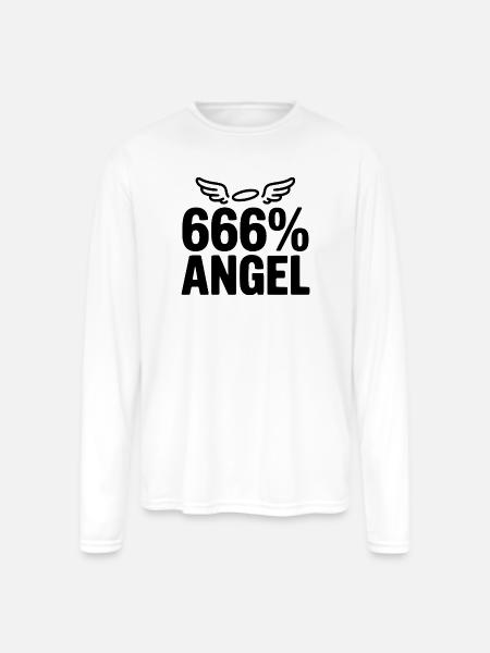 666% Angel - Men's Moisture Wicking Performance Long Sleeve T-Shirt - white