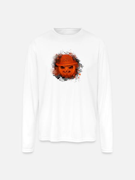 Noir Pumpkin Hat - Men's Moisture Wicking Performance Long Sleeve T-Shirt - white