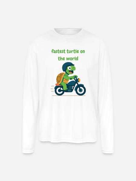 Turtle driver motorcycle - Men's Moisture Wicking Performance Long Sleeve T-Shirt - white