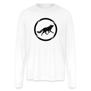 Howling Wolf Circle Silhouette - Men's Moisture Wicking Performance Long Sleeve T-Shirt - white - Front